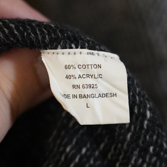 Trash Nouveau Hooded Knit Shawl Sweater Mens L 1/4 Zip Grey/Black Cotton Grunge - Picture 9 of 9